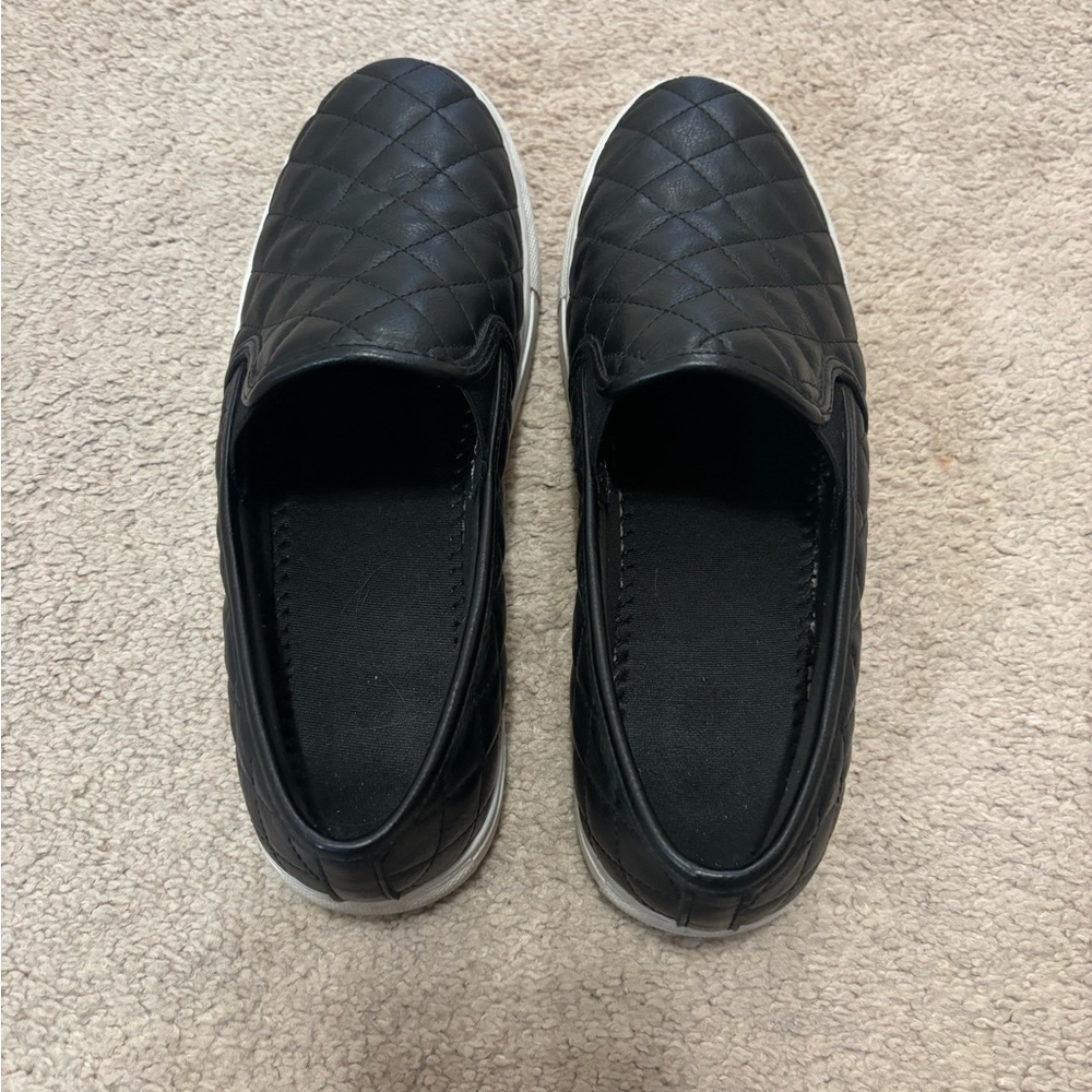 Call It Spring Black Quilted Slip-On Loafers